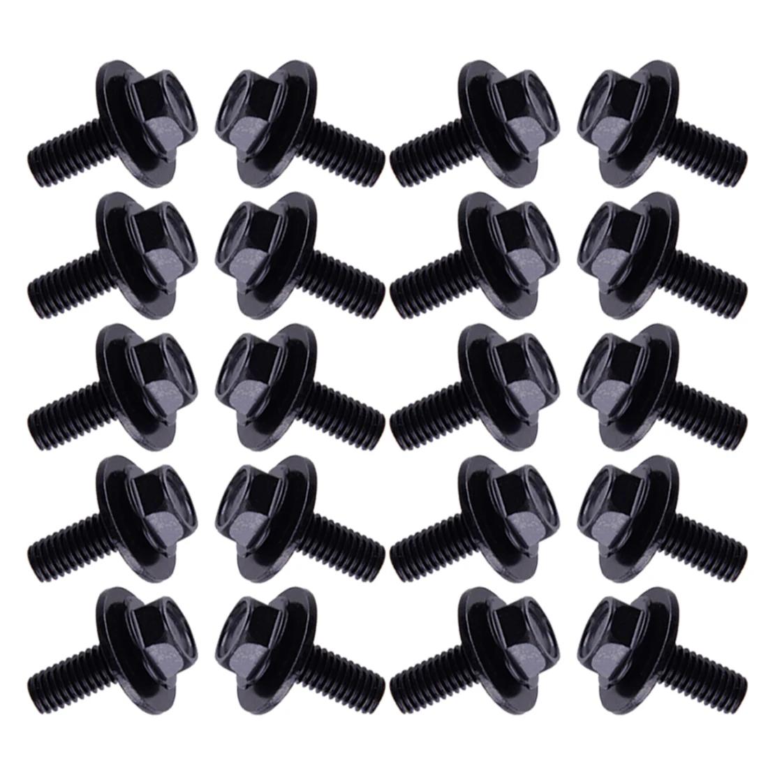 20pcs/Set Black Front Left Lower Rear Right Upper Body Bolts Screws M6 for Universal Cars